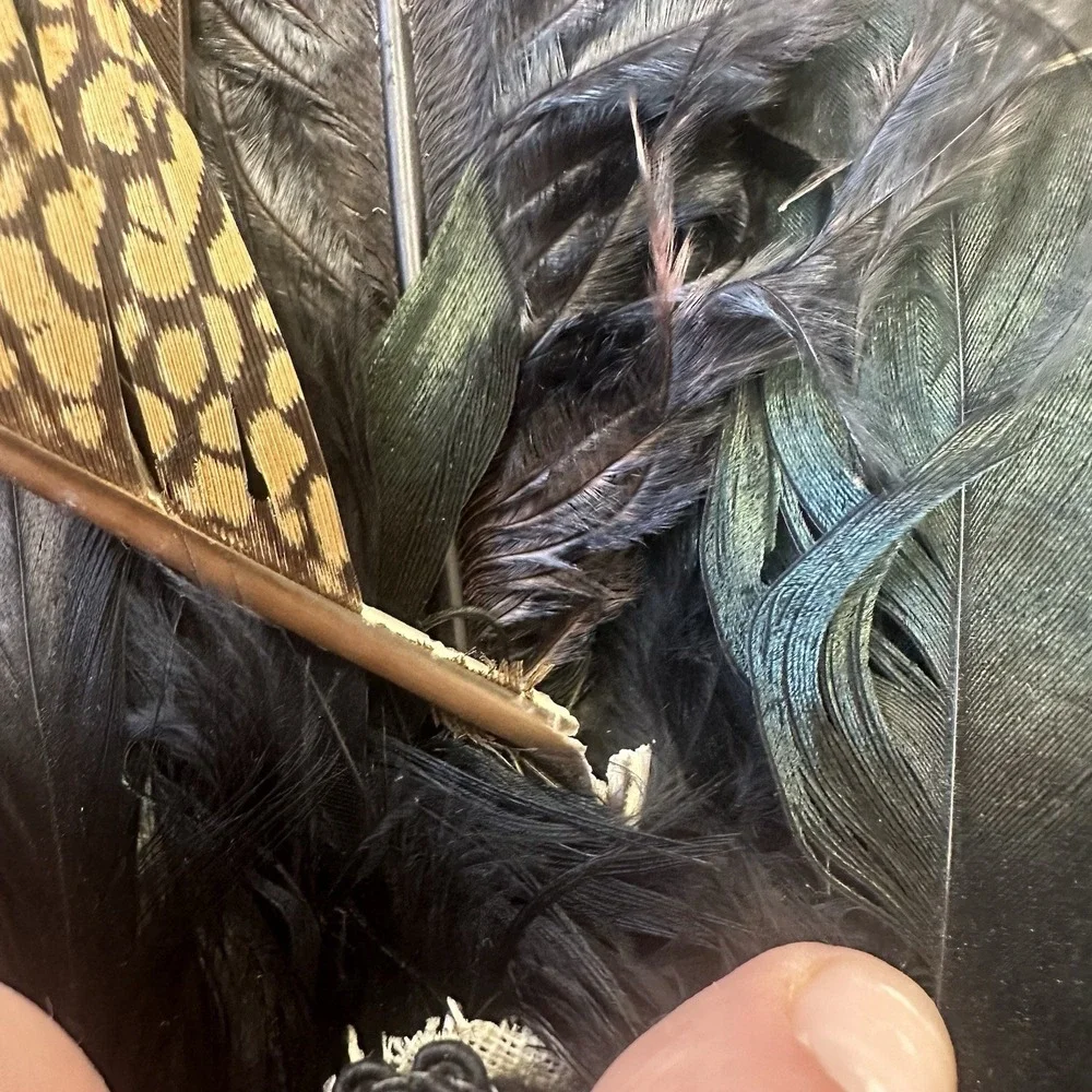 Gypsy Renaissance Black Feather Masquerade Mask Bead Garland Gothic Boho Big 48